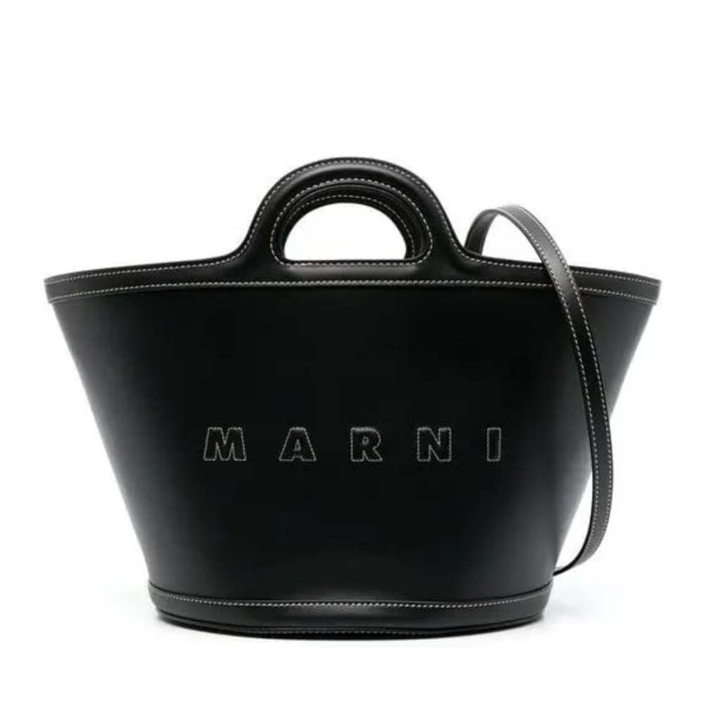 Marni Small Black Leather Tote Handbag NWT - Picture 1 of 8